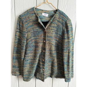 Vintage Alfred Dunner Woman 16W Textured Knit Button Front Jacket Cardigan USA
